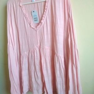 Cottage Core, BNWT Time & Tru, blush pink, boho style top, BNWT, size 1X